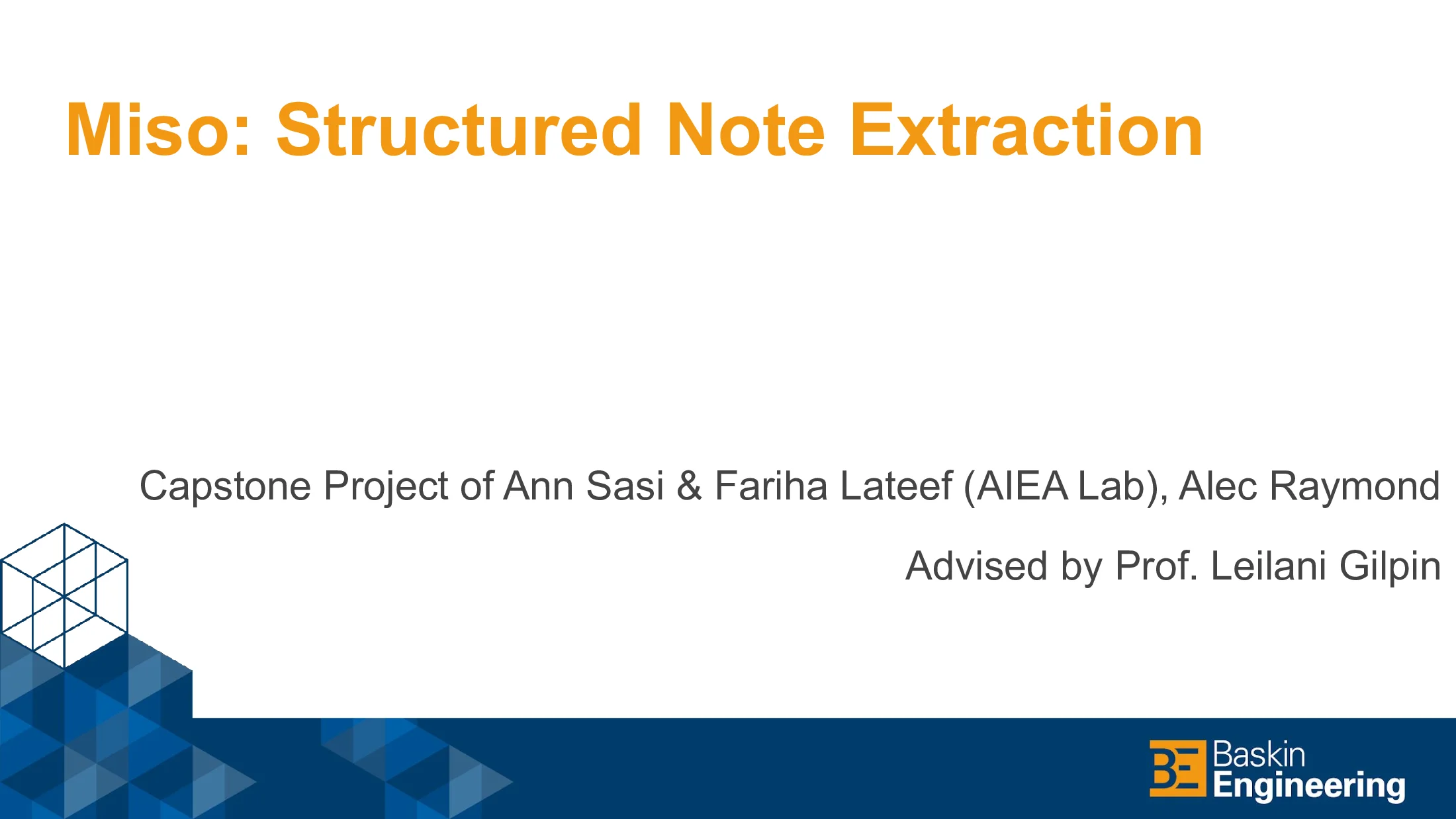 Slide 1 of Miso: Structured Note Extraction